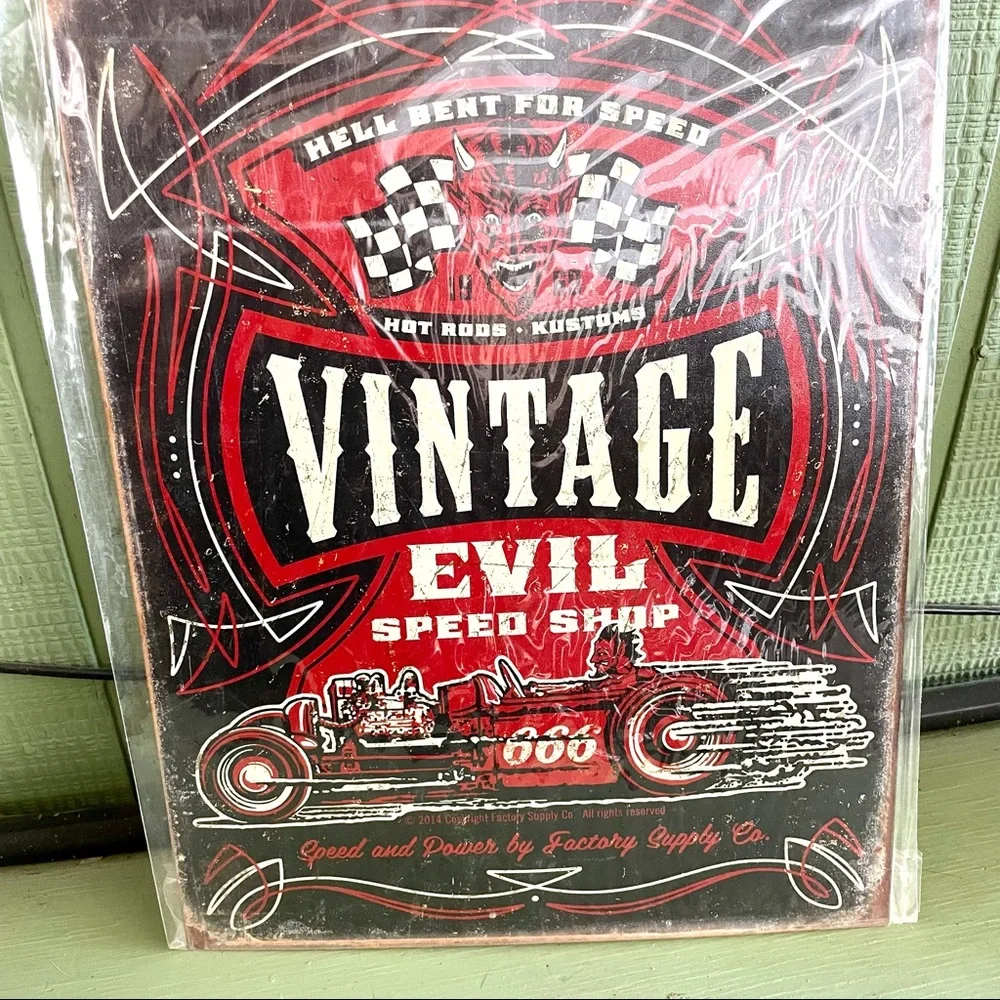 NEW Vintage Evil Speed Shop Metal Sign